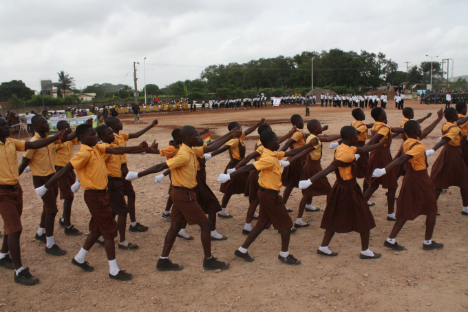 Ghana School Girls marching in Uniform